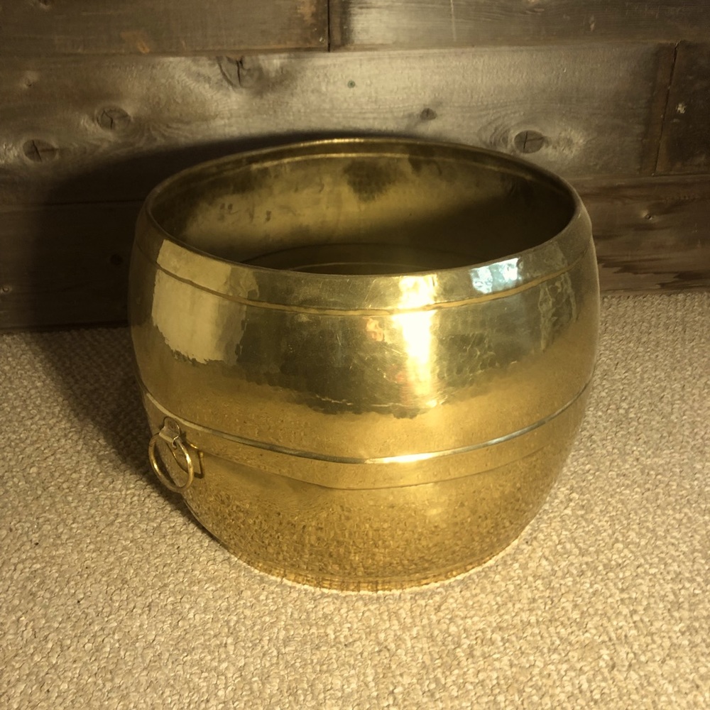 Authentic Hammered Brass Plant Pot from India